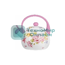 Чайник для плиты LR00-20 LARA (эмаль) PINK 2.5 л, индукционное дно, свисток, автоподъем крышки