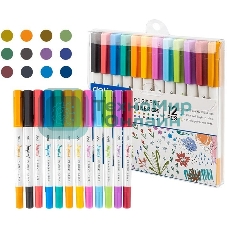 Набор ручек капиллярных Deli Inspira (EU302), d=0.5мм, ассорти чернила, игловидный пишущий наконечник, линия 1.0мм, 12 цветов