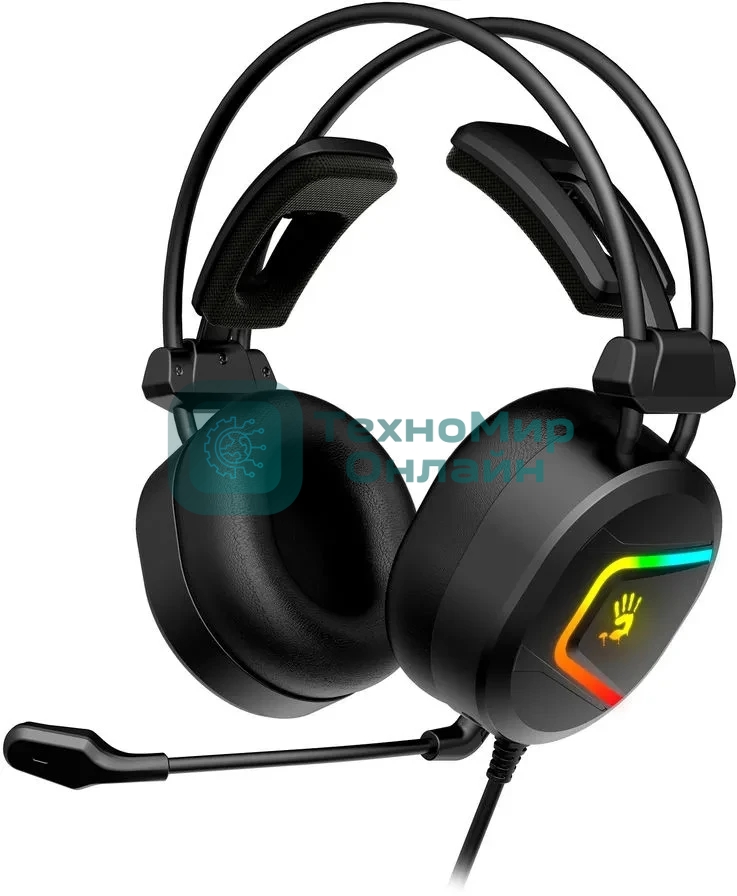 Гарнитура Bloody MC750 чёрный, проводная, USB, подсветка