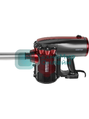 Пылесос вертикальный Centek CT-2561 красный/черный, питание от сети, 150 Вт, уборка сухая, пылесборник 0.5 л