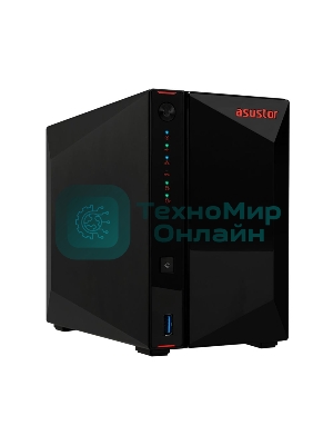 Сетевой накопитель ASUSTOR AS5402T 2-Bay NAS/Media player/Intel Celeron N5105 2.0GHz up to 2.9GHz, 4Gb SO-DIMM DDR4, noHDD(HDD,SSD),/2x 2,5Gb (LAN)/3xUSB3.2,HDMI; 90IX01R1-BW3S20