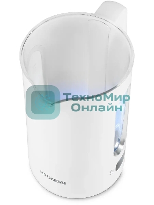 Чайник электрический Hyundai HYK-G5510 1.5 л, 2200 Вт, белый/прозрачный корпус: стекло