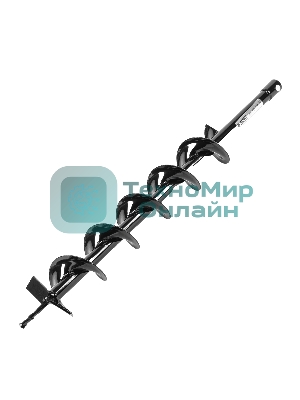 Шнек для грунта Denzel E-100, диаметр 100 мм, длина 800 мм, соединение 20 мм, несъемный нож