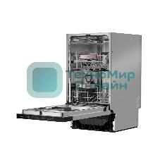 Встраиваемая посудомоечная машина Kuppersberg GHS 4520, High-Tech, 45 см, 10 комплектов, 6 программ, 3 корзины, конденсационная сушка, полная защита от протечек, индикатор отсутствия соли и ополаскивателя, отображение времени мытья, сенсорное управление, самодиагностика неисправностей, защита от детей, уровень шума 49 дб, энергоэффективность А