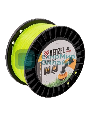 Леска для триммера Denzel круглая, 1,6мм х 408м, на DIN катушке FLEX CORD