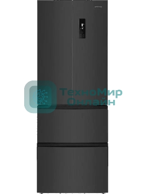 Холодильник Maunfeld MFF180NFSBE01 серый трехкамерный 224/113л морозилка снизу, No Frost