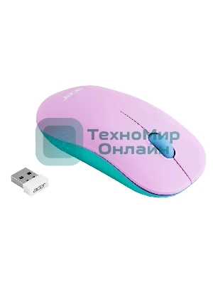 Мышь беспроводная Acer OMR200 фиолетовый, 1200 dpi, радиоканал, USB, кнопки - 3