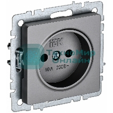 Розетка 1-местная IEK BRITE РС10-1-0-БрС без заземления, без защитных шторок, 10А, сталь