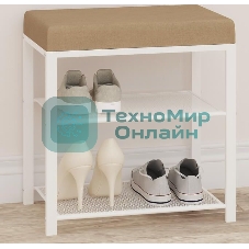 Банкетка ЗМИ Торонто 13S (TORONTO 13S banquet&shoes) цвет каркаса белый, цвет сиденья бежевый БТ13СББ