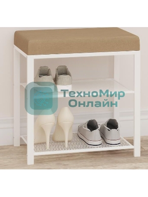 Банкетка ЗМИ Торонто 13S (TORONTO 13S banquet&shoes) цвет каркаса белый, цвет сиденья бежевый БТ13СББ