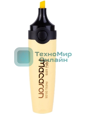 Текстовыделитель Deli EU356-YL Macaron, скошенный пишущий наконечник, 1-5мм, желтый пастельный