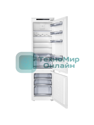 Встраиваемый холодильник Maunfeld MBF193SLFWGR Inverter белый двухкамерный 229/76 л морозилка снизу