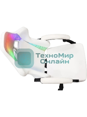 Кресло игровое Knight Wolf RGb белый эко.кожа/сетка, крестов. пластик