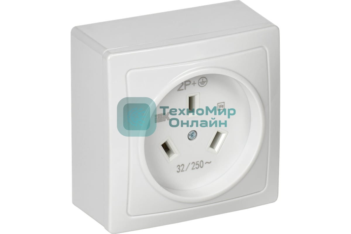 Розетка 1-м ОП Рпл10-К 32А IP20 разборная для плиты с заземл. белый IEK ERP10-032-K01