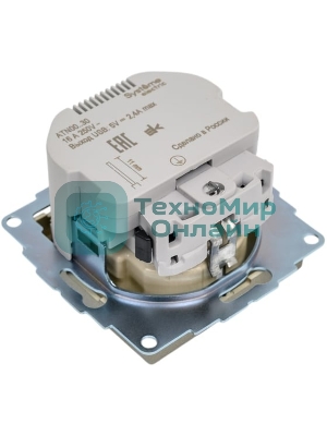 Розетка SE AtlasDesign Шампань SO + USB A+A, 5В/2,4А, 2х5В/1,2А, механизм