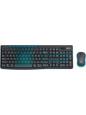 Комплект клавиатура+мышь Logitech MK275 беспроводной, USB, 1000 DPI, голубой/чёрный