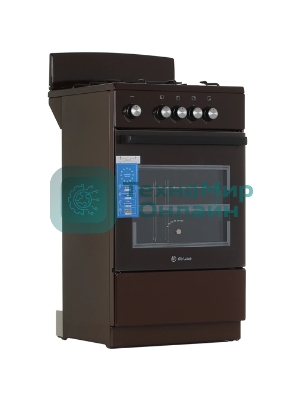Плита газовая De Luxe 5040.48Г (Щ) 014 коричневый, конфорок 4 шт, духовка 46 л, 50 см x 85 см x 50 см