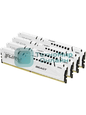 Оперативная память Kingston Fury Beast, DDR5, 128Gb (4x32GB), 5200MHz, CL40, DIMM, радиатор, белый