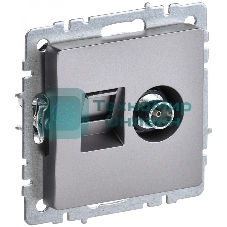 Розетка телевизионная двойная TV+RJ45 IEK BRITE РТВ/РК12-БрС кат.5E сталь