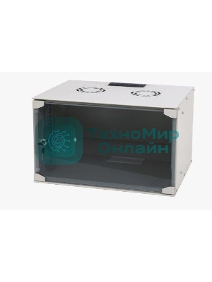Шкаф телекоммуникационный настенный NEOMAX 6U (520х400), стеклянная дверь, замок-ключ, разборный, цвет серый (1 коробка) NM-CBWM-6U5240GKL-301-GY