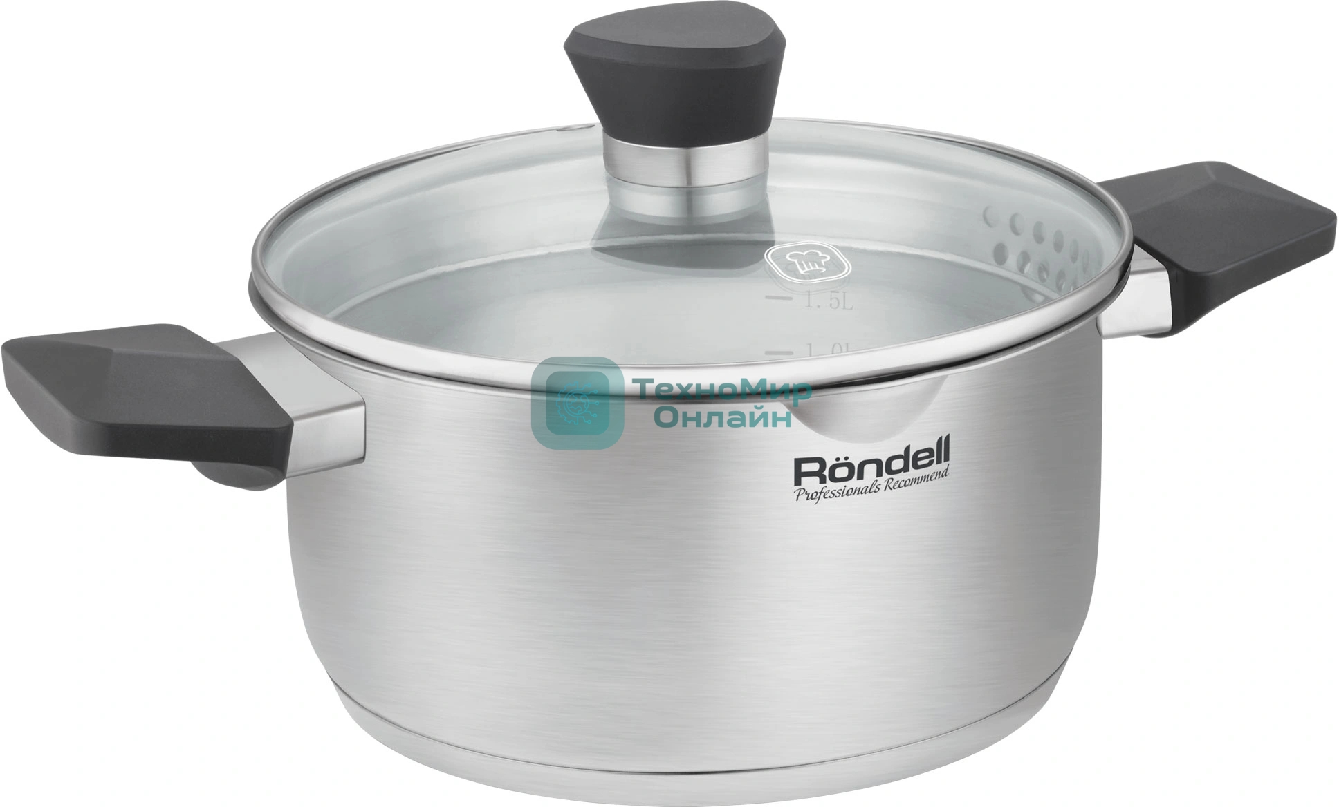 Кастрюля Rondell Strike Grey Ultra RDS-1948 2.8 л. d=20 см (с крышкой) сталь