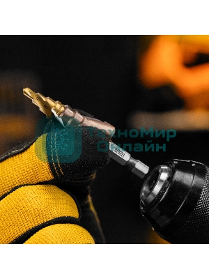 Сверло ступенчатое Denzel 4-6-8-10-12-14-16-18-20 мм, Р6М5К5, 6-гр. хвостовик 723613