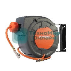 Шланг Patriot 520002425 пневматический армированный на автоматической катушке PHC 10/16 (прямой, ПВС армированный, длина 10 м, диаметр 10х16, раб/макс давление 10/20 бар, мин/макс температура -5/45С, быстросъем рапид, резьба 1/4)