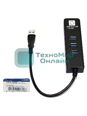 Адаптеры USB Ethernet 5bites Сетевой адаптер 5bites UA3-45-04BK 3хUSB3.0/RJ45 10/100/1000 Мбит/с