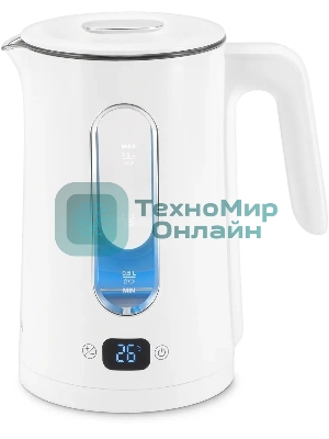 Чайник электрический Hyundai HYK-G5510 1.5 л, 2200 Вт, белый/прозрачный корпус: стекло