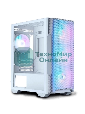 Компьютерный корпус MSI MAG FORGE M100R WHITE Mini-Tower, MATX, 1xUSB 3.0, 2xUSB 2.0, 4x120мм ARGb Fan, ARGb Control Board, Tempered Glass Window, Brown Box (932220)