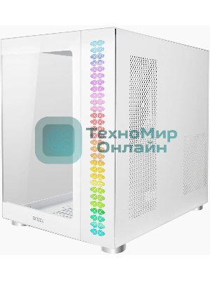 Компьютерный корпус Ginzzu V580 RGb подсветка, закаленное стекло 1хUSB 3.0,1хUSB 2.0, AU белый ATX
