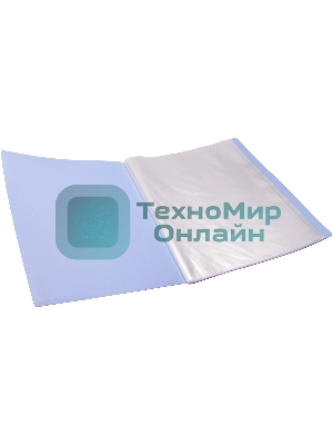 Папка-портфолио с 40 прозрачными вкладками Silwerhof Create SCR-P40AZURE A4, пластик, 0.7мм, карман на лицевой стороне, голубой
