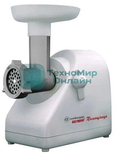 Мясорубка электрическая Белвар Помощница КЭМ-П2У 304-03 белый, 1800 Вт, 0.4 кг/мин, реверс, защита от перегрузки, насадки - 7