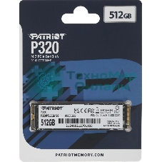 Накопитель SSD Patriot P320, 512Gb, PCIe 3.0 x4, M.2 2280, NVMe, R/W 3000/2200