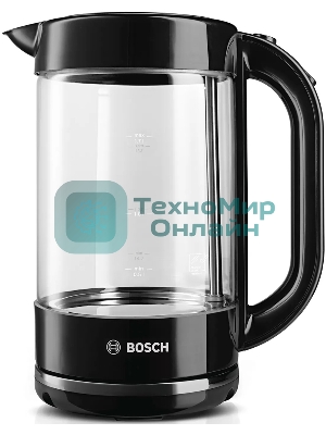Чайник электрический Bosch TWK70B03 1.7 л, 2400 Вт, черный (корпус: стекло)
