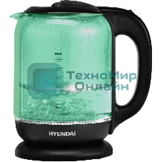Чайник электрический Hyundai HYK-G2807 1.8л. 2200Вт бирюзовый/черный (корпус: стекло)
