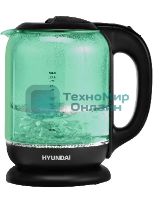 Чайник электрический Hyundai HYK-G2807 1.8л. 2200Вт бирюзовый/черный (корпус: стекло)