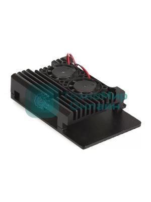 Корпус Qumo Aluminum case with double black fans, Raspberry Pi 4, black(RS010)