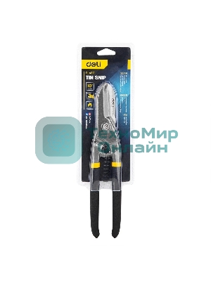 Ножницы по металлу прямые Deli DL4371 250мм, высокоуглеродистая сталь 55, прорезиненная рукоятка