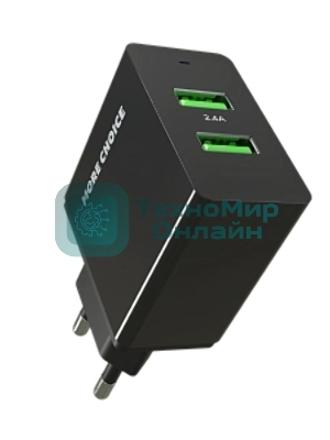Сетевое зарядное устройство MORE CHOICE (4610196409868) NC11 СЗУ 2USB 2.4A черный черный