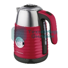 Чайник электрический Willmark WEK-1738PST 1.7 л, нержавейка+пластик, красный, термометр, 2200 Вт