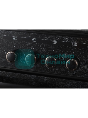 Плита газовая Gefest ПГ 6300-03 0053 мрамор черный, конфорок 4 шт, духовка 52 л, 60 см x 85 см x 60 см