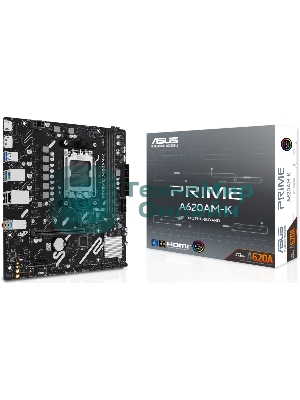 Материнская плата ASUS PRIME A620M-K, AM5, AMD A620, 2xDDR5, 4xSATA, 1xM.2, 1xPCIe 4.0 x16, 1xPCIe 3.0 x1, 1xHDMI, 1xDP, 1x1Gb LAN, 4xUSB-A 5Gbps, 2xUSB-A 2.0, 3x3.5 мм, 7.1, mATX