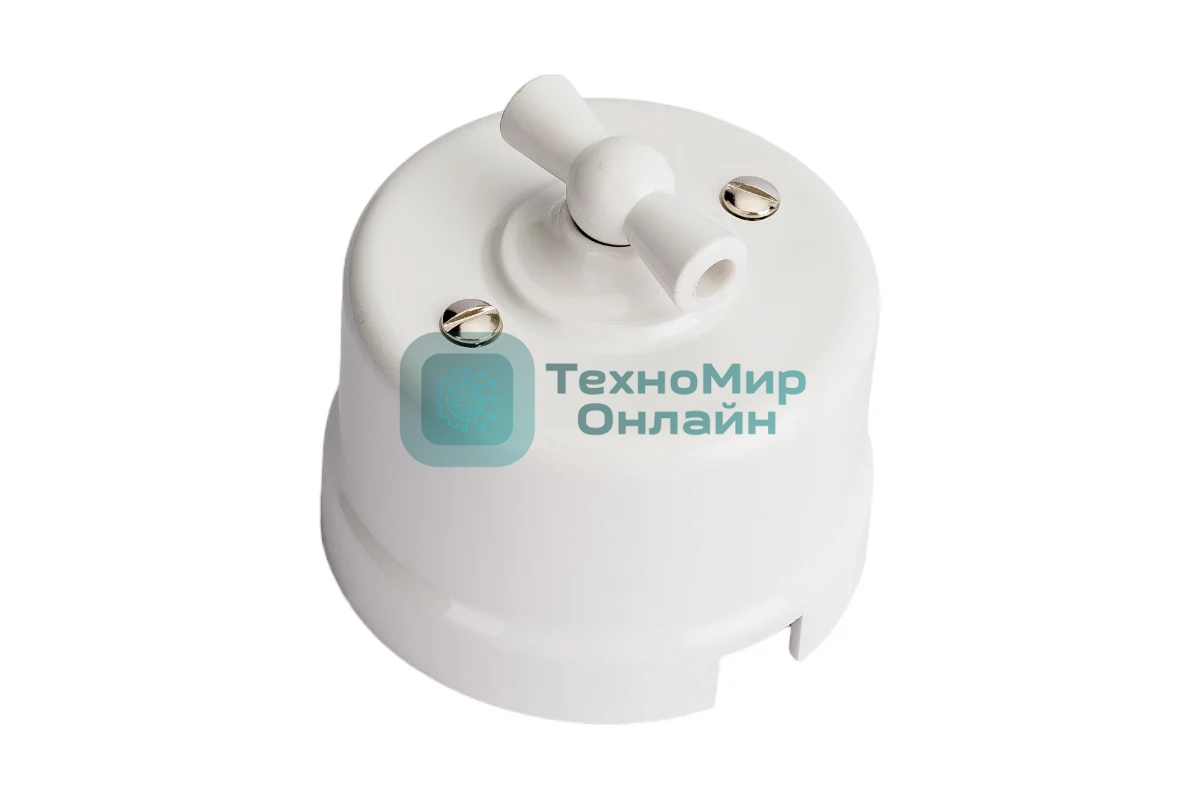 Выключатель проходной поворотный Bironi B1-201-21 1-кл. ОП Лизетта 10А IP20 ретро 4 полож. ABS-пластик белый