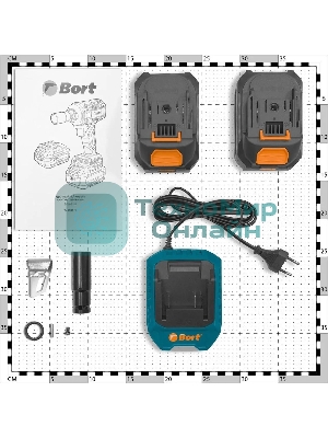 Гайковерт аккумуляторный Bort BSR-21U (2х4АЧ+ЗУ) 93418477 800 Нм, 0-2700 об/мин, акб Li-Ion, аккумуляторная система Makita 18V LXT 18 В, вес 1.4 кг