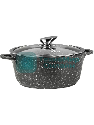 Кастрюля Lara LR02-207 Rio 30 см, 7.3 л, мрамор, капсулированное индукционное дно, крышка