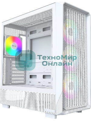 Компьютерный корпус Montech X5 белый без БП ATX 4x120mm 1xUSB 2.0 1xUSB 3.0 1xUSB3.1 audio bott PSU