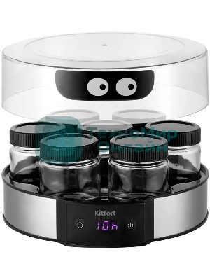 Йогуртница Kitfort КТ-6295 20Вт 7б. 190мл упр.:электрон. серебристый/черный