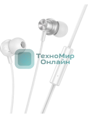Проводные наушники Hoco M110 Encourage серебристый, внутриканальные, jack 3.5 мм