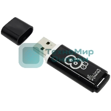Флешка USB Smartbuy Glossy series black (SB8GbGS-K), 8Gb, USB 2.0, R/W 25/15, черный